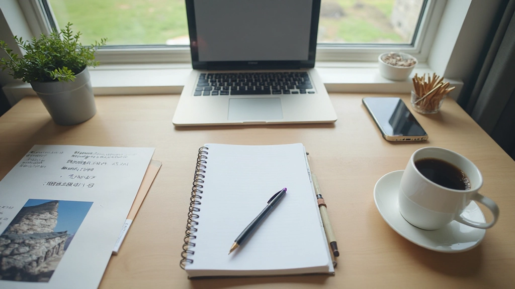 Professional workspace with organized study materials and productivity tools for focused learning
