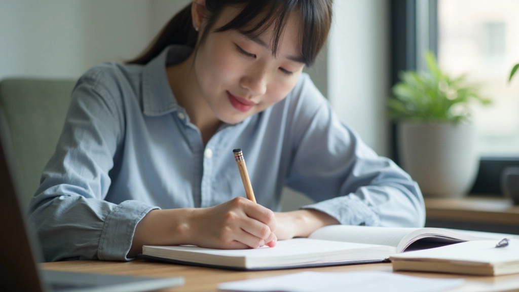 Person writing notes in a structured study planner with organized sections and goals